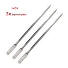 3x Espeto Espada Inox 40cm Cabo Revestido Alumínio Churrasco