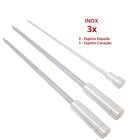 3x Espetos Espada/coração De Inox Lâmina 60cm Para Churrasco