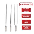 3x Espetos Para Churrasco Inox Espada E Duplo Lâmina 60cm