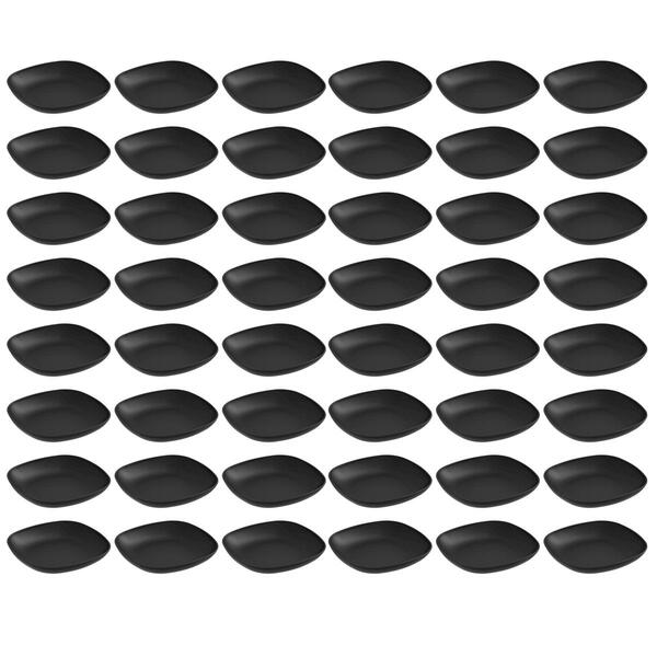 48 Pratos Petisqueiras Sobremesa Quadrados 17cm Preto Doces F