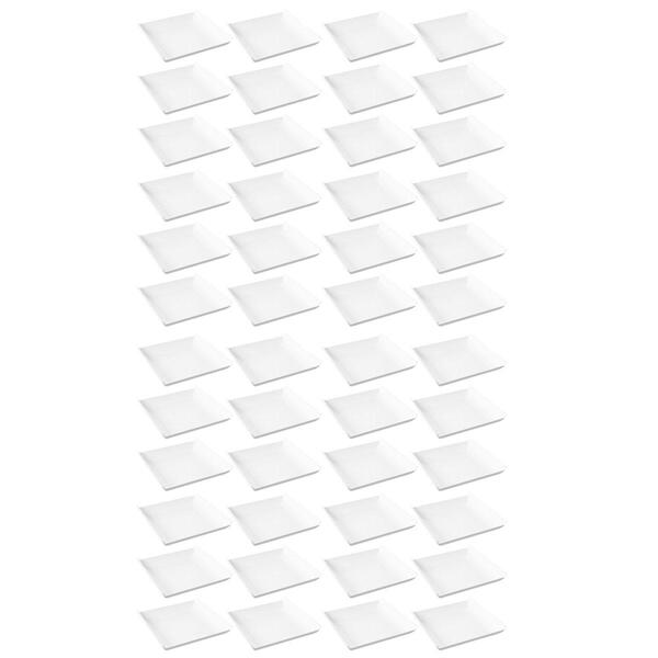48 Pratos Quadrados Brancos Grandes 21cm Plástico Lanchonete