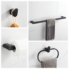 4 Acessórios De Banheiro Preto Fosco Suportes Toalha E Papel