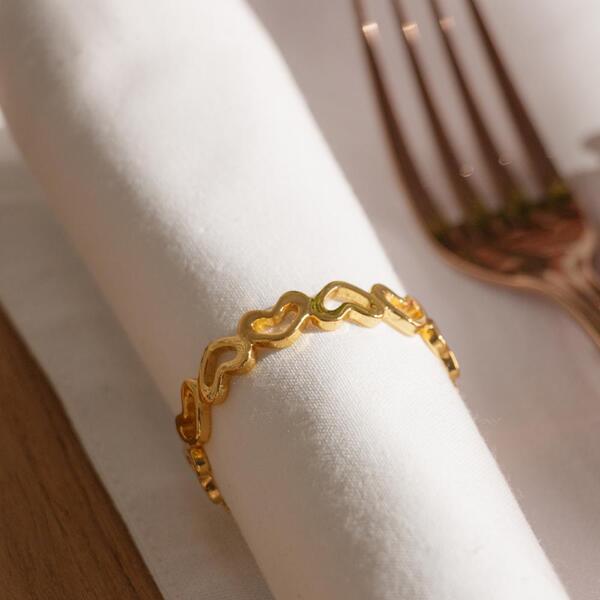 4 Anéis Para Guardanapos Wolff Coração De Zinco Dourado