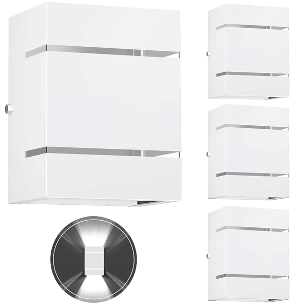 4 Arandelas Externa 2 Frisos Foco Fachos Parede Muro Branco