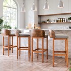 4 Banquetas Alta Com Encosto Moderna Para Balcao De Cozinha L