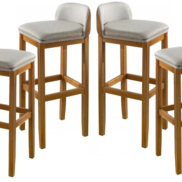 4 Banquetas Alta Com Encosto Moderna Para Balcao De Cozinha L