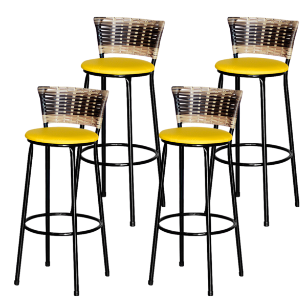 4 Banquetas Alta Para Cozinha Ratan Hawai Cappuccino Premium