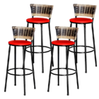 4 Banquetas Alta Para Cozinha Ratan Hawai Cappuccino Premium