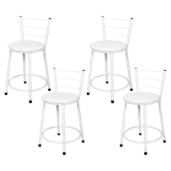 4 Banquetas Baixa Para Cozinha Epoxi Branca Branco