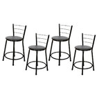 4 Banquetas Baixa Para Cozinha Epoxi Preta Preto