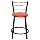 4 Banquetas Baixa Para Cozinha Epoxi Preta Vermelho