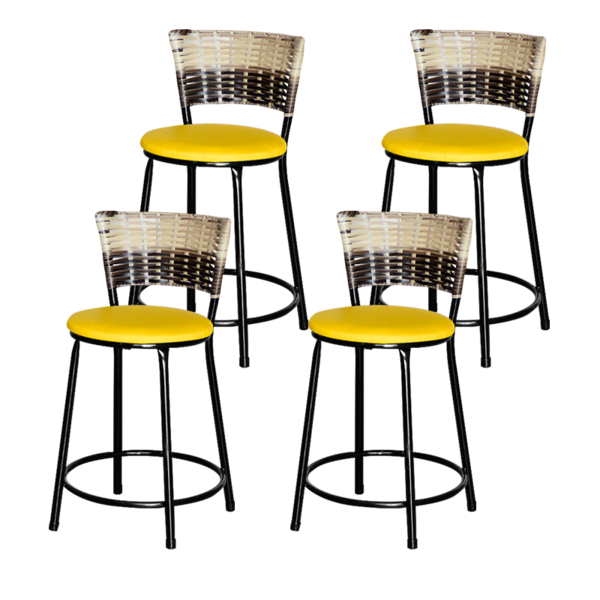 4 Banquetas Baixas Para Cozinha Ratan Hawai Cappuccino Premiu