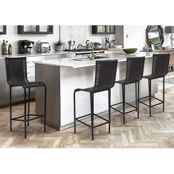 4 Banquetas Em Fibra Sintética Artesanal Para Bancada, Balcão