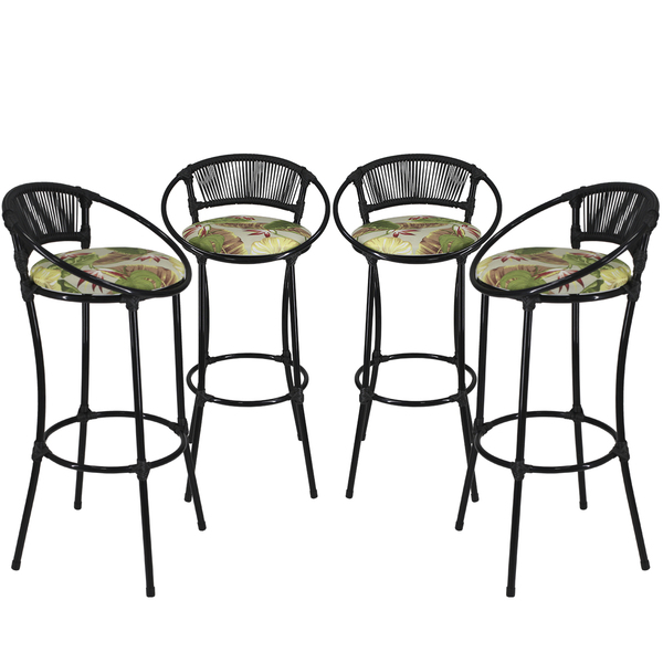 4 Banquetas Em Fio De Fibra Artesanal Para Bancada, Balcão, L