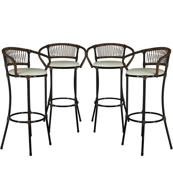 4 Banquetas Fio De Fibra Artesanal Para Bancada, Balcão - Bra