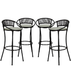 4 Banquetas Havaí Fio De Fibra Artesanal Para Bar, Balcão, La