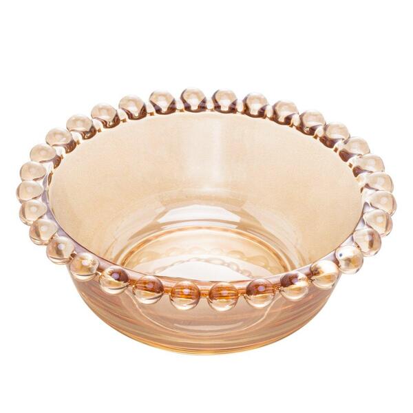 4 Bowls Wolff Pearl De Cristal Âmbar 12cm X 4cm