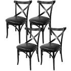 4 Cadeira Madeira Estofada Mesa Jantar Moderna Alta Qualidade