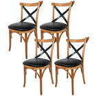 4 Cadeira Madeira Estofada Mesa Jantar Moderna Alta Qualidade