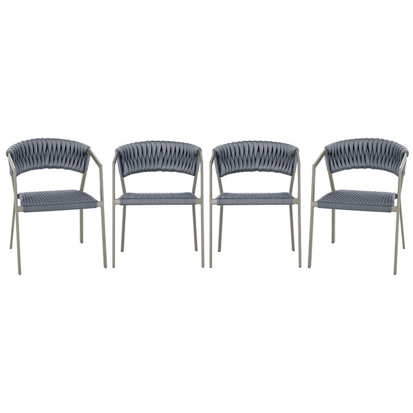 4 Cadeiras Atenas Tricô Náutico E Alumínio Com Proteção Uv