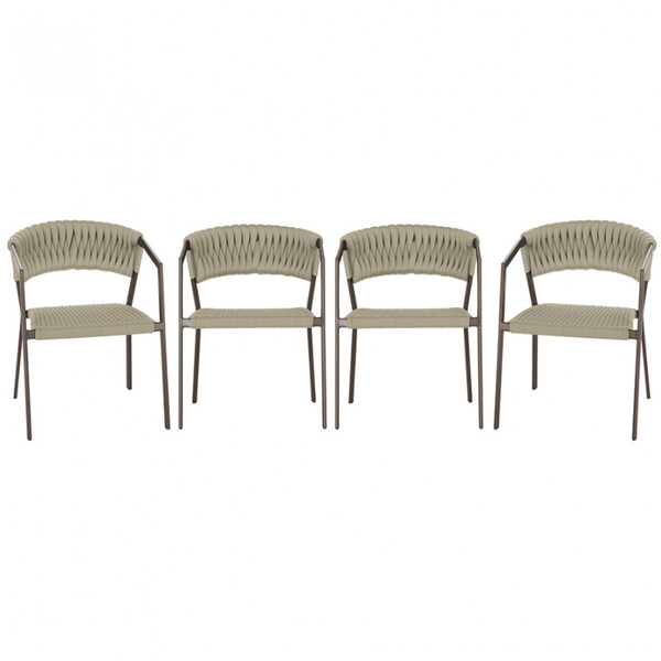 4 Cadeiras Atenas Tricô Náutico E Alumínio Com Proteção Uv Pa