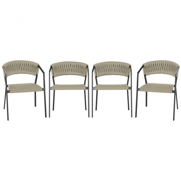 4 Cadeiras Atenas Tricô Náutico E Alumínio Com Proteção Uv Pa