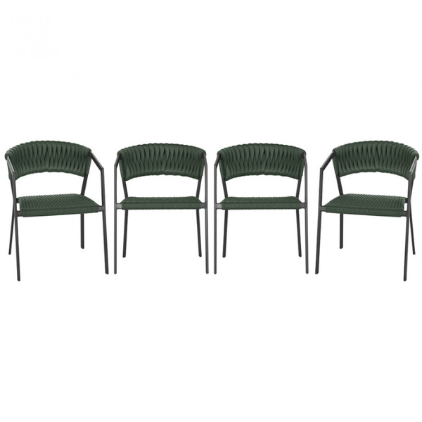 4 Cadeiras Atenas Tricô Náutico E Alumínio Com Proteção Uv Pa