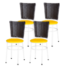 4 Cadeiras Branca Para Cozinha Hawai Café  Amarelo