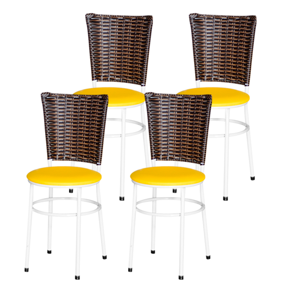 4 Cadeiras Brancas Para Cozinha Hawai Cappuccino  Amarelo