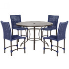 4 Cadeiras Cannes Corda Náutica E Mesa Com Tampo Ripado 1,00m