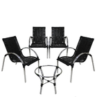 4 Cadeiras Com Mesa De Centro Garden Em Fibra Sintética E Alu
