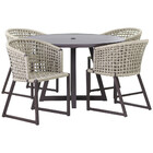 4 Cadeiras Corda Náutica Bali E Mesa Tampo Ripado Em Alumínio