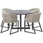 4 Cadeiras Corda Náutica Bali E Mesa Tampo Ripado Em Alumínio