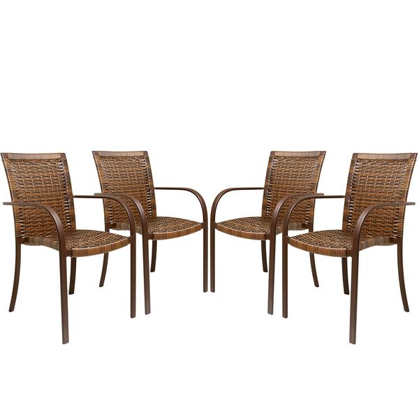 4 Cadeiras De Área Ascoli Argila Alumínio Pintura Eletrostáti