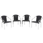 4 Cadeiras De Area Em Aluminio E Fibra Sintetica Preta