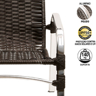 4 Cadeiras De Área Emily Preto Alumínio Polido