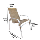 4 Cadeiras De Área Emily Sépia Alumínio Polido