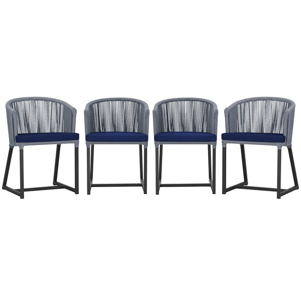 4 Cadeiras De Jantar Área Noronha Em Alumínio Com Pintura Pre