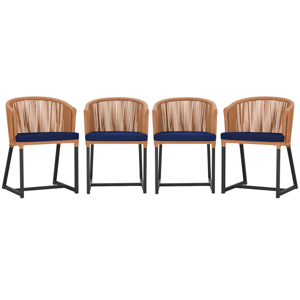 4 Cadeiras De Jantar Área Noronha Em Alumínio Com Pintura Pre