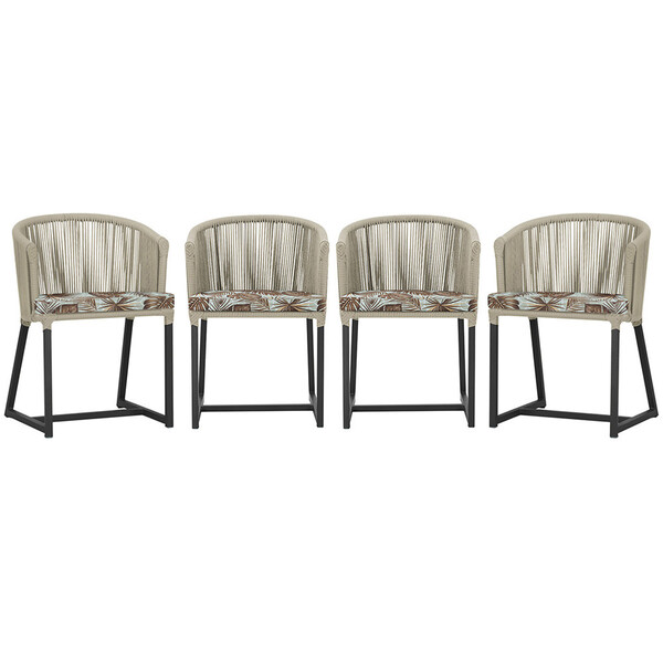 4 Cadeiras De Jantar Área Noronha Em Alumínio Com Pintura Pre