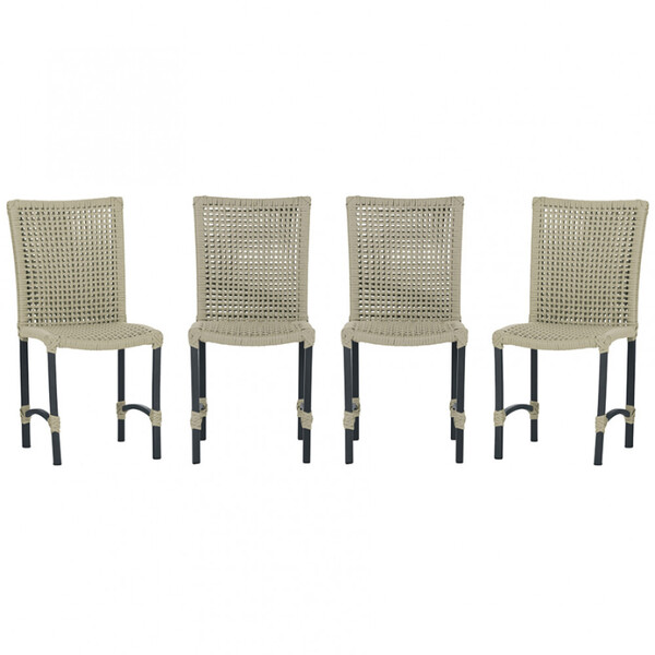 4 Cadeiras De Jantar Cannes De Alumínio Com Pintura Preta E T