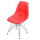 4 Cadeiras Dkr Botone Vermelha E Base Cromada 83cm