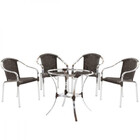 4 Cadeiras E Mesa Alta Tóquio Alumínio E Fibra Sintética Área