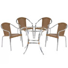 4 Cadeiras E Mesa Alta Tóquio Alumínio E Fibra Sintética Área