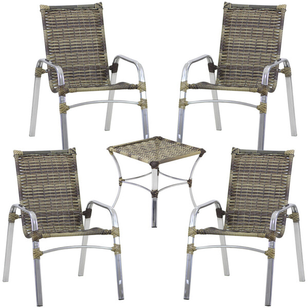 4 Cadeiras E Mesa Área Emily Alumínio Piscina, Jardim Trama O