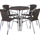 4 Cadeiras E Mesa Com Tampo Alumínio Área Varanda