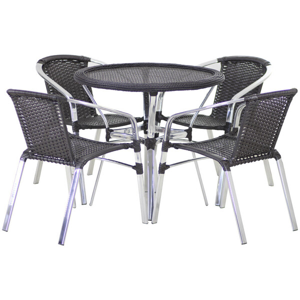 4 Cadeiras E Mesa Com Tampo Varanda Piscina Jardim