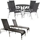 4 Cadeiras E Mesa Tampo Tramado, 2 Espreguiçadeiras E Mesa Em