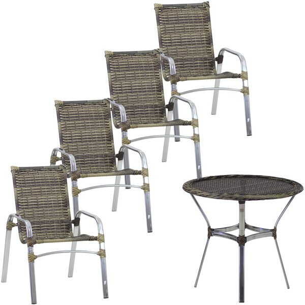 4 Cadeiras Emily E Mesa De Alumínio Área Para Piscina Trama O