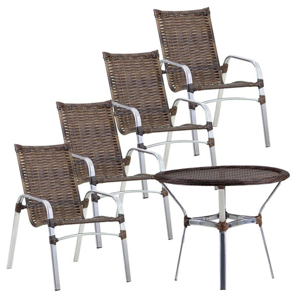 4 Cadeiras Emily E Mesa Emily Tampo Tramado Em Alumínio Trama